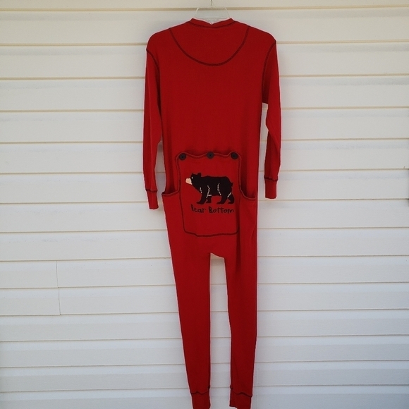 Lazy One Red Flapjacks Pajamas Adult XS Onesie Bear Bottom - Picture 3 of 8